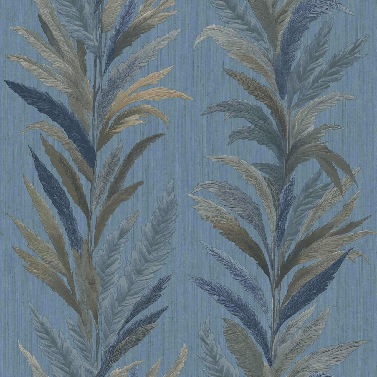 35906-Ornamenta Tree Leaf Blue Gold Galerie Wallpaper
